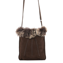 将图像加载到图库查看器中,HERMES Sac Tou Dou Moco Marron Fonce Suede Fur