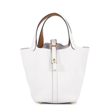 Load image into Gallery viewer, HERMES Picotin Lock Eclat New White/Sesame Taurillon Clemence Swift Leather Size PM