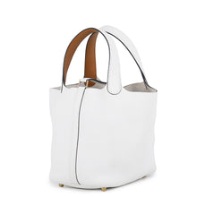 Load image into Gallery viewer, HERMES Picotin Lock Eclat New White/Sesame Taurillon Clemence Swift Leather Size PM