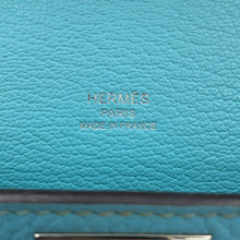 将图像加载到图库查看器中,HERMES Jypsiere Blue Atoll Taurillon Clemence Swift Leather Size 28