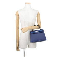 Load image into Gallery viewer, HERMES Kelly Sellier tricolor Blue Saphir/Blue France/Black Epsom Size 25