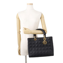 Load image into Gallery viewer, Dior Cannage Lady Dior Black Lambskin Size Large