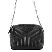 Load image into Gallery viewer, SAINT LAURENT PARIS Matelassé Loulou Bowling Bag Black574102 Leather Size Small