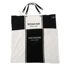将图像加载到图库查看器中,SAINT LAURENT PARIS Rive Gauche Beach Towel Bag Black/White735067 Cotton