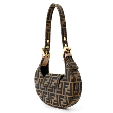 将图像加载到图库查看器中,FENDI ZUCCA Baguette Hobo Handbag Black/Brown8BS065 Canvas Leather Size Mini