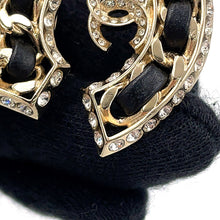 将图像加载到图库查看器中,CHANEL CC Logo No.5 Necklace Champagne Gold Metal Rhinestone Leather