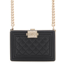 将图像加载到图库查看器中,CHANEL Boy Chanel Mini Matelasse Chain Shoulder Bag Black Lambskin