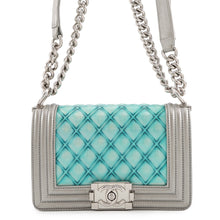 将图像加载到图库查看器中,CHANEL Boy Chanel ChainShoulder Bag Silver/TurquoiseA67085 Leather Enamel