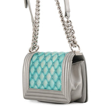 将图像加载到图库查看器中,CHANEL Boy Chanel ChainShoulder Bag Silver/TurquoiseA67085 Leather Enamel
