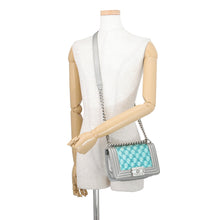 将图像加载到图库查看器中,CHANEL Boy Chanel ChainShoulder Bag Silver/TurquoiseA67085 Leather Enamel