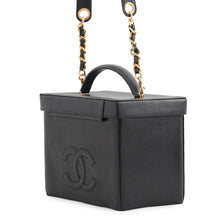 将图像加载到图库查看器中,CHANEL CC Logo 2WAY Vanity Case BlackA01999 caviar