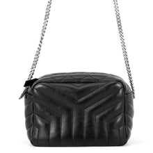 将图像加载到图库查看器中,SAINT LAURENT PARIS Matelassé Loulou Bowling Bag Black574102 Leather Size Small