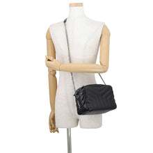 将图像加载到图库查看器中,SAINT LAURENT PARIS Matelassé Loulou Bowling Bag Black574102 Leather Size Small