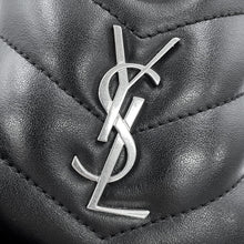 将图像加载到图库查看器中,SAINT LAURENT PARIS Matelassé Loulou Bowling Bag Black574102 Leather Size Small