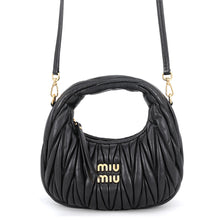 将图像加载到图库查看器中,MIUMIU Wonder Matelasse Hobo Bag Black5BP078_AN88_F0002_V_OOO Leather Size Mini