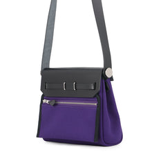 将图像加载到图库查看器中,HERMES Herbag zip Purple/Black Toile Military Vache Hunter Leather Size Mini