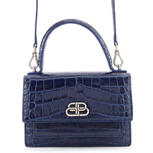 将图像加载到图库查看器中,BALENCIAGA BB Sharp 2-Way Handbag Navy580640 Embossed Leather Size XS