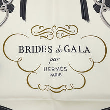 将图像加载到图库查看器中,HERMES Carre Brid de Gala Size 90 Black/Claim/Gold Silk100%
