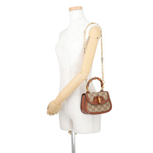 Load image into Gallery viewer, GUCCI Bamboo 1947 Handbag Beige/Brown735116 FAA4Z 2554 GG CrystalCanvas Rhinestone Leather Size Mini