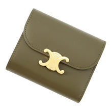 将图像加载到图库查看器中,CELINE Triomphe Small Flap Wallet Khaki10D783 Leather