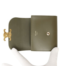 将图像加载到图库查看器中,CELINE Triomphe Small Flap Wallet Khaki10D783 Leather