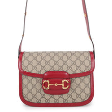 Load image into Gallery viewer, GUCCI Horsebit 1955 Shoulder Bag Beige/Red602204 92TCG 8561 GG Supreme Leather Size Medium
