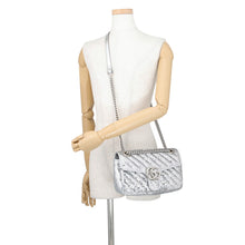 Load image into Gallery viewer, GUCCI GG Marmont ChainShoulder Bag Silver443497 Sequins Leather Size Small