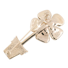 Load image into Gallery viewer, CHANEL Flower motif Brooch Champagne Gold Metal Rhinestone Faux Pearl