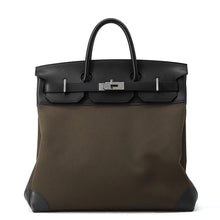 将图像加载到图库查看器中,HERMES HAUT A COURROIES Khaki/Black Toile Camp Evercolor Size 40