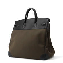 将图像加载到图库查看器中,HERMES HAUT A COURROIES Khaki/Black Toile Camp Evercolor Size 40