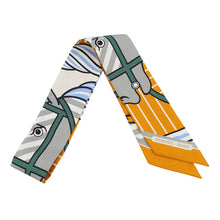 将图像加载到图库查看器中,HERMES Twilly Bayadère Gray/Yellow/Multicolor Silk100%