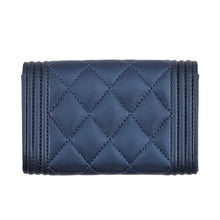 Load image into Gallery viewer, CHANEL Boy Chanel Card Case Metalic BlueA80603 Lambskin