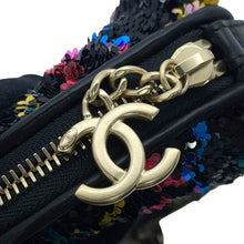 Load image into Gallery viewer, CHANEL Sequins Pouch Bag Black/Multicolor Sequins Leather