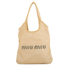 Load image into Gallery viewer, MIUMIU Ivy Tote Bag Beige5BG231 Raffia Linen