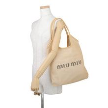 Load image into Gallery viewer, MIUMIU Ivy Tote Bag Beige5BG231 Raffia Linen