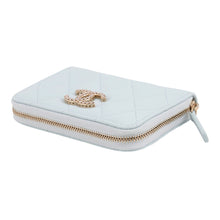 将图像加载到图库查看器中,CHANEL Matelasse Rhinestone Zip Coin Purse Light BlueAP4560 Caviar Leather