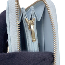 将图像加载到图库查看器中,CHANEL Matelasse Rhinestone Zip Coin Purse Light BlueAP4560 Caviar Leather