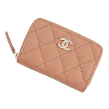 将图像加载到图库查看器中,CHANEL Matelasse Coin purse BrownAP4818 Caviar Leather/Rhinestone