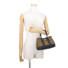 将图像加载到图库查看器中,HERMES Neo Garden Olive Green/Black Toile Officier Negonda Leather Size 23