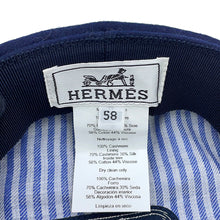Load image into Gallery viewer, HERMES Belil Chaine d'Ancre Cap Size 58 Navy Cashmere100%