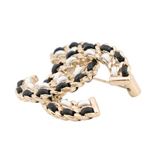 Load image into Gallery viewer, CHANEL CC Logo Brooch Black/White Gold Plated Leather
