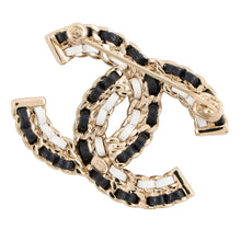 Load image into Gallery viewer, CHANEL CC Logo Brooch Black/White Gold Plated Leather