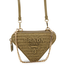 Load image into Gallery viewer, PRADA Crochet Mini Pouch Olive1NR015_2CXK_F0393 Leather Raffia