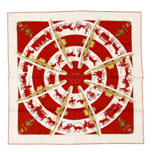 Load image into Gallery viewer, HERMES A tour of Paris by car Size 70 Rouge/White/Black Silk100%