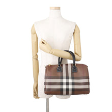 将图像加载到图库查看器中,BURBERRY Check Bowling Bag Brown8069662 PVC Coated Canvas Leather Size Medium