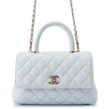 将图像加载到图库查看器中,CHANEL Coco Handle 2WAYHandbag Light BlueA92990 Caviar Leather Size XS