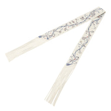Load image into Gallery viewer, HERMES Twilly Fringe Les Cles a Pois Crème / Gris Perle / Multicolor Silk100% Swift Leather
