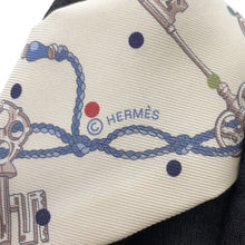 Load image into Gallery viewer, HERMES Twilly Fringe Les Cles a Pois Crème / Gris Perle / Multicolor Silk100% Swift Leather