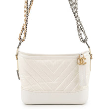 Load image into Gallery viewer, CHANEL Gabriel de CHANEL Hobo Bag MetalicWhiteA91810 Aged Calf Leather Size Small