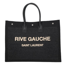 Load image into Gallery viewer, SAINT LAURENT PARIS Rive Gauche Tote Bag Black509415 Raffia Canvas Leather